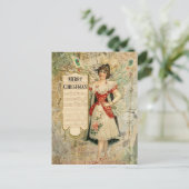 音楽をビクトリアン発表するクリスマスの妖精 シーズンポストカード (スタンド正面)