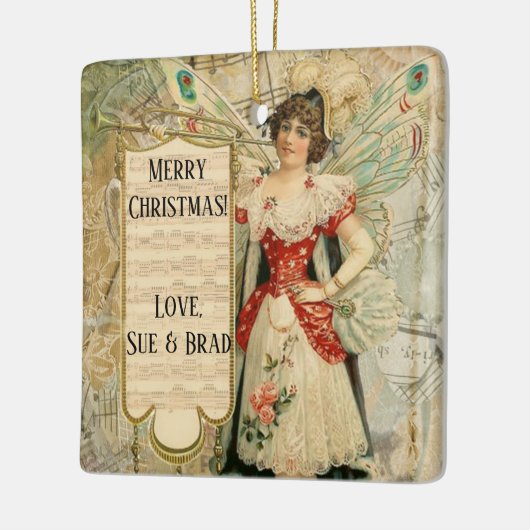 音楽をビクトリアン発表するクリスマスの妖精 セラミックオーナメント (左)