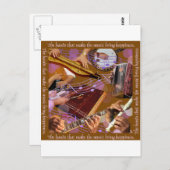 音楽を作る手。作って下さい幸福(ブラウン)を ポストカード (正面/裏面)