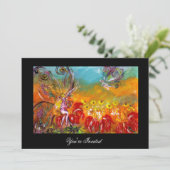 音楽を作る花の妖精 レッド ブラック ファンタジー ご招待 招待状 (スタンド正面)