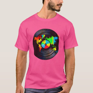 音楽を作ろう 戦争はダメ レコード好き少年 Tシャツ