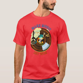 音楽を作ろう 戦争反対 平和の音楽 レトロ ビニールレコード Tシャツ