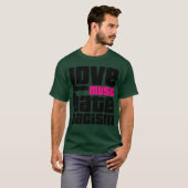 音楽を愛し人種差別を憎む ギフト Tシャツ (正面フル)