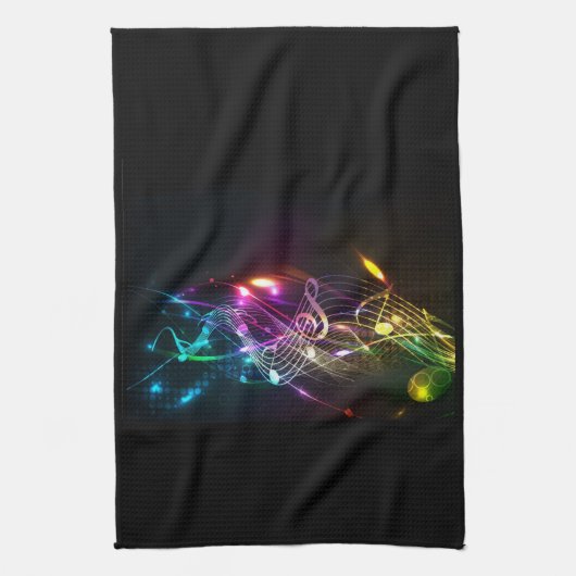 音楽を愛する人のための色の音楽ノート キッチンタオル (縦)