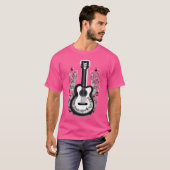 音楽を愛する人のための音符とギター Tシャツ (正面フル)