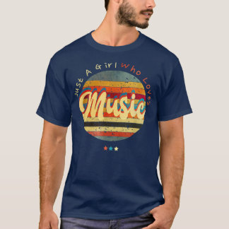 音楽を愛する女の子カッコいいレトロ1490 Tシャツ