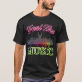 音楽を感じろ - 華やかなパーティーの群衆Tシャツ Tシャツ (正面)