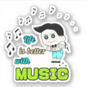 音楽を持った小さな男 シール (正面)