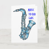 音楽を耳にする誕生日 カード (正面)