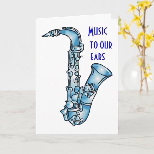 音楽を耳にする誕生日 カード (黄色い花)