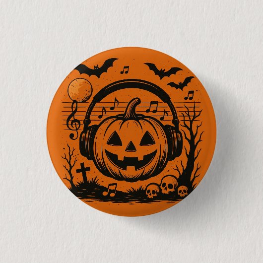 音楽を聴くためのハロウィンボタン 缶バッジ (正面)