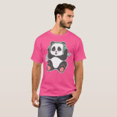 音楽を聴くパンダの友達 Tシャツ (正面フル)