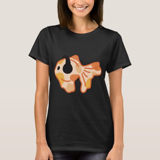 音楽を聴く魚 Tシャツ (正面)