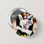 音楽を遊ぶ天使のクリスマスの挨拶 缶バッジ (正面&裏面)