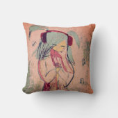 音楽を頭に抱えた少女 クッション (正面)