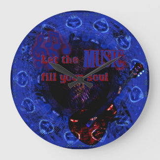 音楽を魂の青の壁の時計 ラージ壁時計
