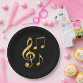 音楽アイコン、黒の金ゴールド、 ペーパープレート (パーティー)