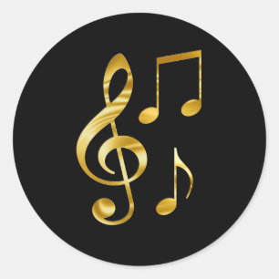 音楽アイコン、黒の金ゴールド ラウンドシール