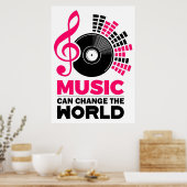 音楽アート音楽は世界を変えることができる ポスター (キッチン)