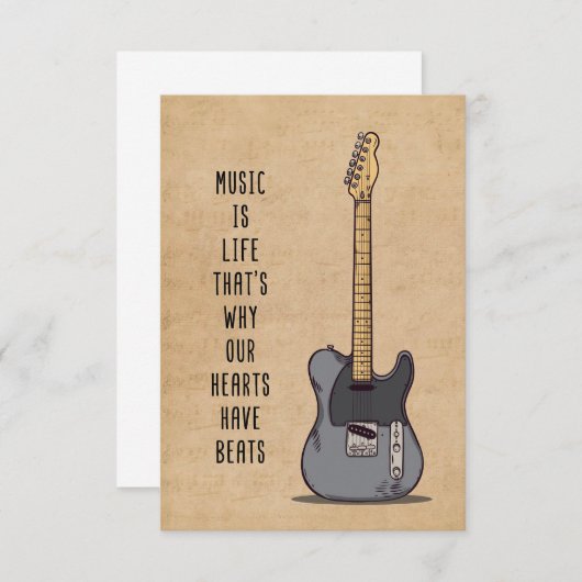 音楽アート音楽は人生 サンキューカード (正面/裏面)
