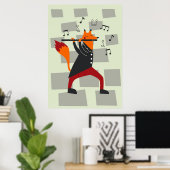 音楽アートAキツネとフルート ポスター (ホームオフィス)