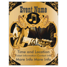 音楽イベントヴィンテージ金ゴールドフライヤー