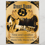 音楽イベントヴィンテージ金ゴールドフライヤー チラシ (裏面)