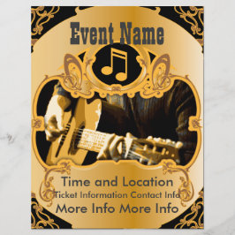 音楽イベントヴィンテージ金ゴールドフライヤー チラシ