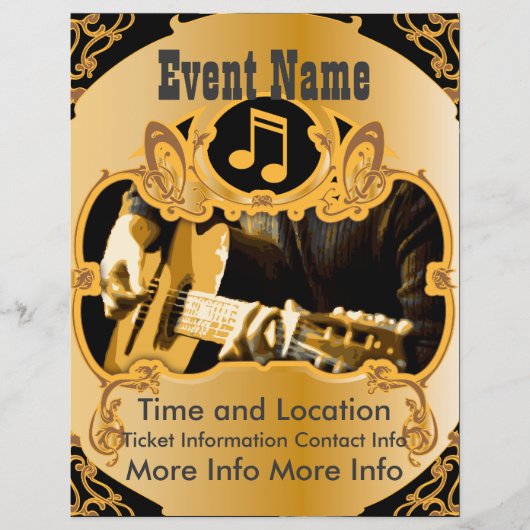 音楽イベントヴィンテージ金ゴールドフライヤー チラシ (正面)