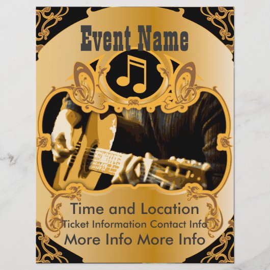 音楽イベントヴィンテージ金ゴールドフライヤー チラシ (正面)