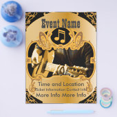 音楽イベントヴィンテージ金ゴールドフライヤー チラシ (シングル)