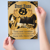 音楽イベントヴィンテージ金ゴールドフライヤー チラシ (手)