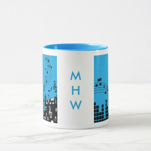 音楽イラストレーションカスタムモノグラムマグス マグカップ (中央)