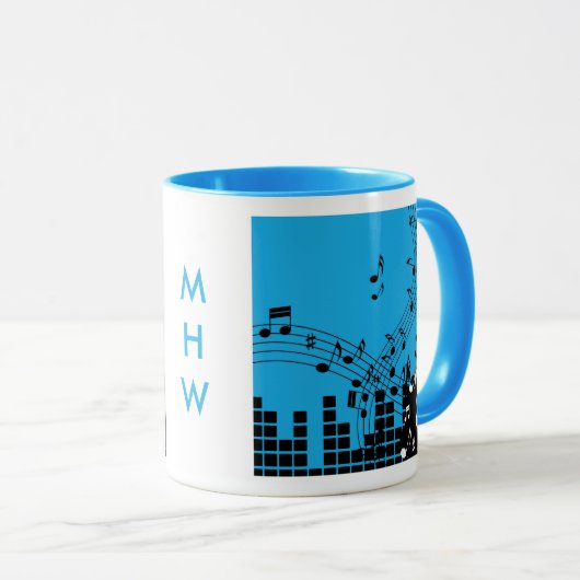 音楽イラストレーションカスタムモノグラムマグス マグカップ (正面右)