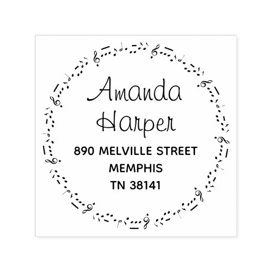 音楽インスパイアラウンド差出人住所に魅了 セルフインキングスタンプ (デザイン)