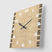 音楽インスパイアヴィンテージ スクエア壁時計 (傾斜)