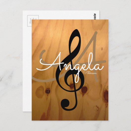音楽インスパイア、粗野な木の質パーソナライズされた感、 ポストカード (正面/裏面)