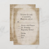 音楽ウェディングRSVP （メニュー付） 出欠カード (正面/裏面)