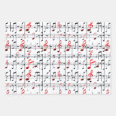 音楽エレガントシート赤、白、黒のラップ ラッピングペーパーシート (正面)