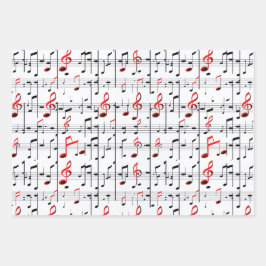 音楽エレガントシート赤、白、黒のラップ ラッピングペーパーシート