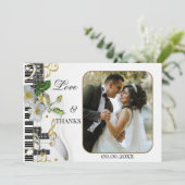 音楽エレガントテーマの結婚写真サンキューカード サンキューカード (スタンド正面)