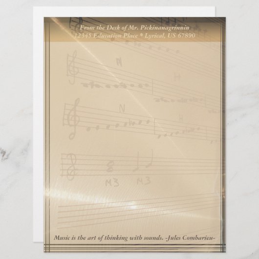 音楽エレガント先生ハイドン引用文 レターヘッド (正面/裏面)