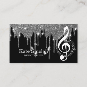 音楽エレガント先生ピアノ鍵ミュージカル 名刺