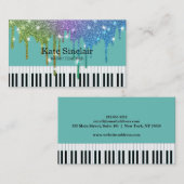 音楽エレガント先生ピアノ鍵ミュージカル 名刺 (正面/裏面)