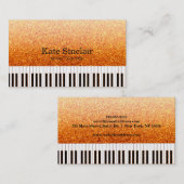 音楽エレガント先生ピアノ鍵ミュージカル 名刺 (正面/裏面)
