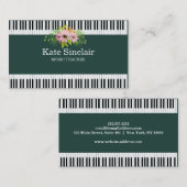 音楽エレガント先生ピアノ鍵ミュージカル 名刺 (正面/裏面)