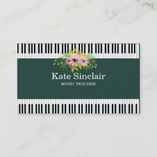 音楽エレガント先生ピアノ鍵ミュージカル 名刺