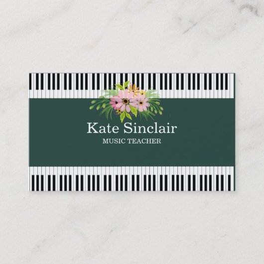 音楽エレガント先生ピアノ鍵ミュージカル 名刺 (正面)