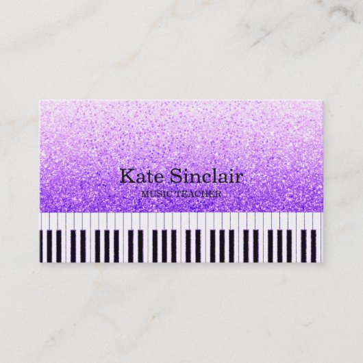 音楽エレガント先生ピアノ鍵ミュージカル 名刺 (正面)