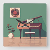 音楽エレガント壁時計 スクエア壁時計 (正面)